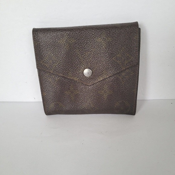 LOUIS VUITTON LV Vintage 80s Monogram Leather Wallet Brown Medium Trifold Elise - Picture 1 of 15